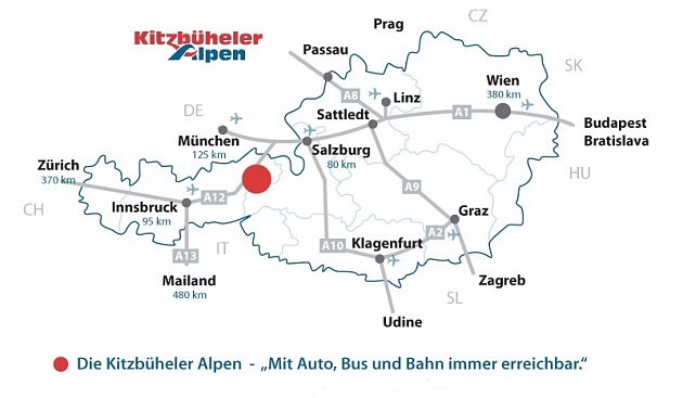 Kitzbüheler Alpen Anreisekarte